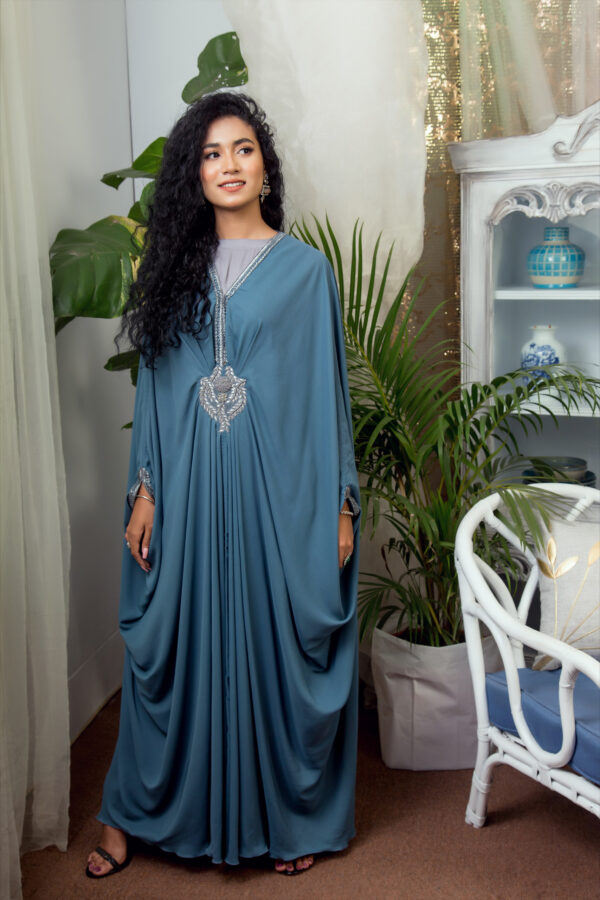 Jamila Draped Kaftan-Sky Blue