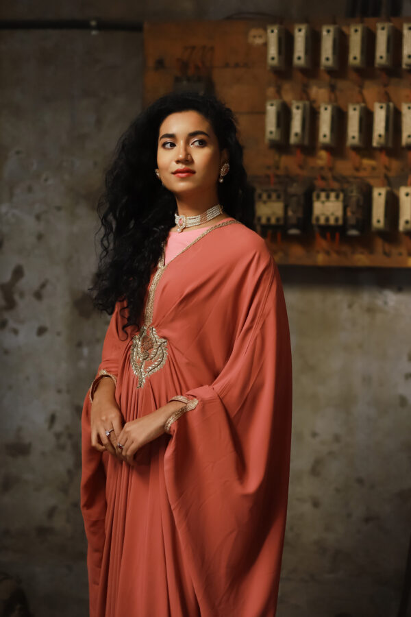 Jamila Draped Kaftan - Onion - Image 3