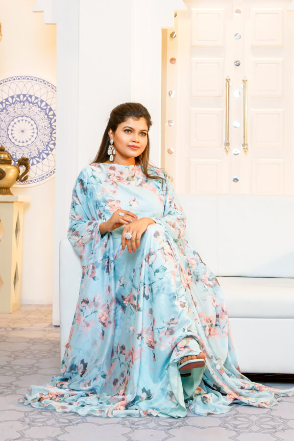 Zara Cape Kaftan - Baby Blue - Image 2