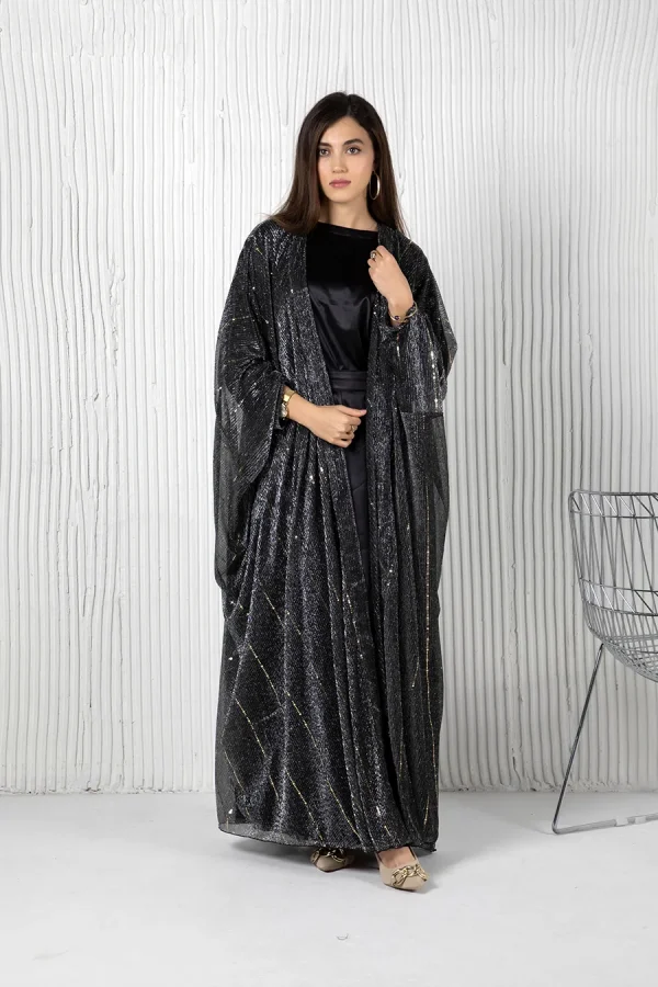 Qamar Abaya Set - Black - Image 3
