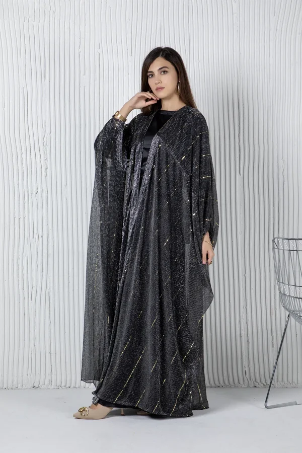 Qamar Abaya Set - Black - Image 2