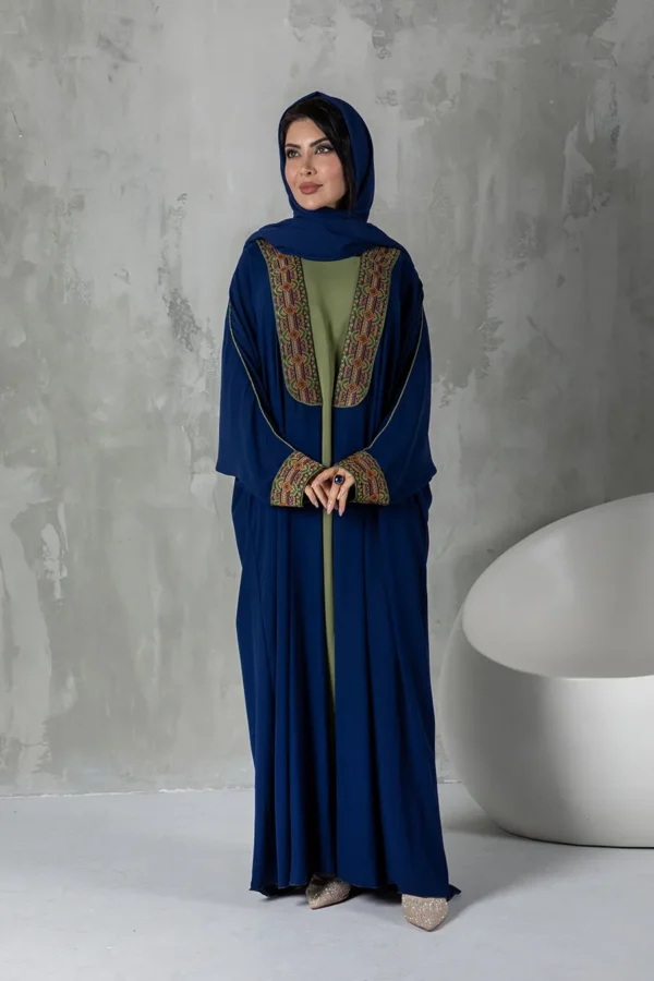 Sheima Moroccan Abaya - Navy - Image 2