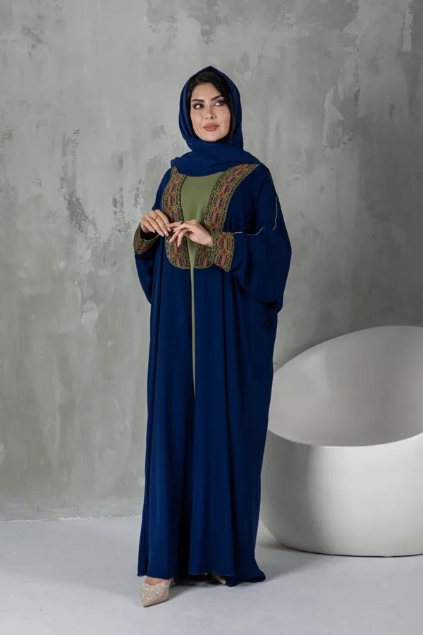 Sheima Moroccan Abaya - Navy - Image 3