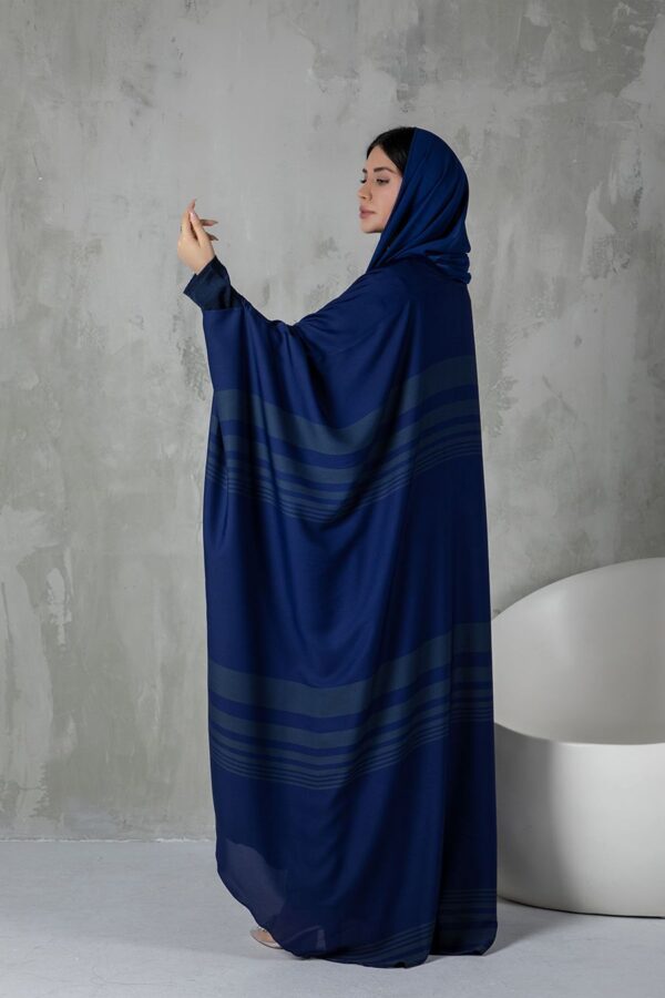 Haya Striped Bisht Abaya - Navy - Image 3