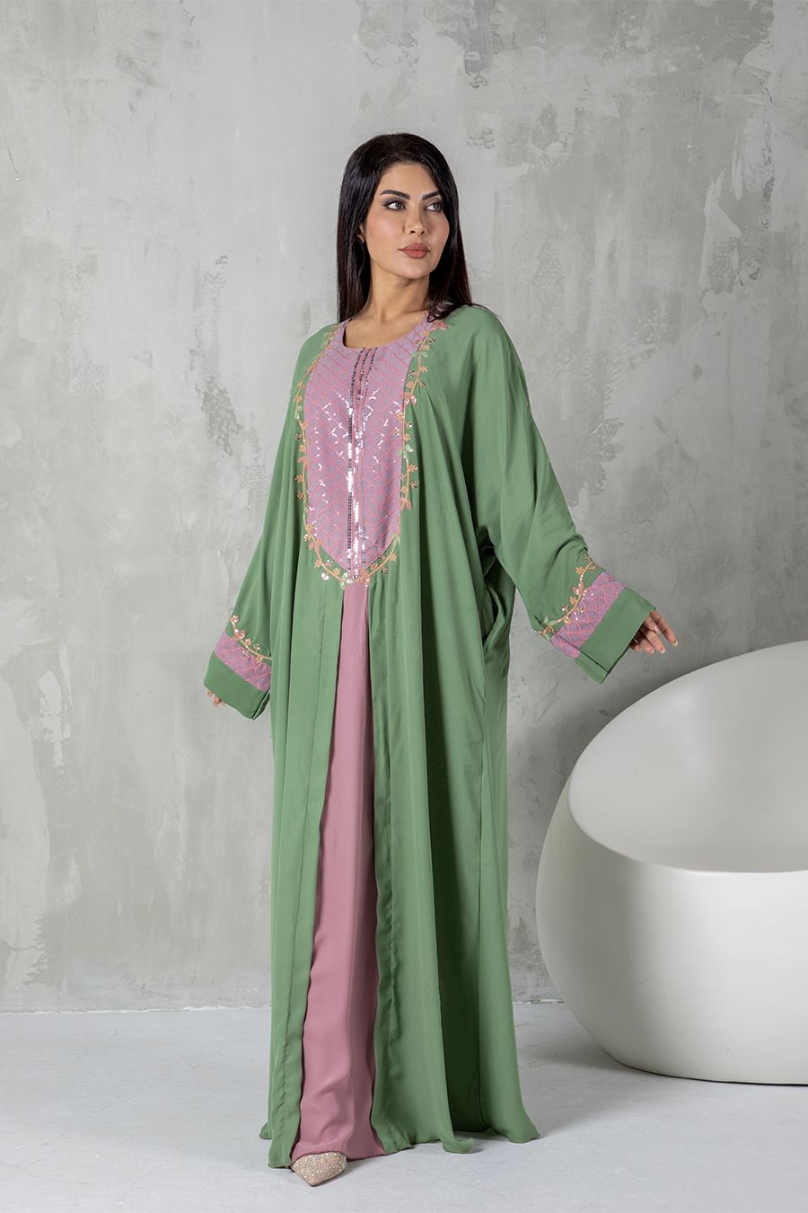 Creeper Layer Abaya - lemon 1