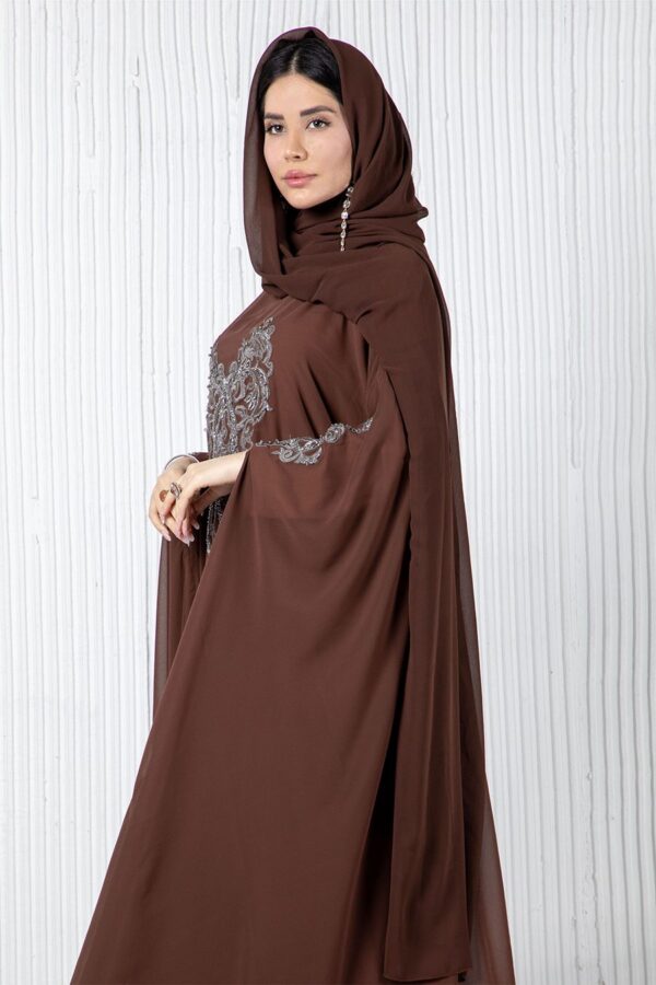 Mahra Cape Kaftan - Coffee - Image 2