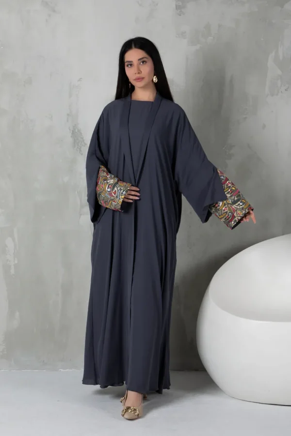 Amirah Kimono Set – Slate Gray - Image 3