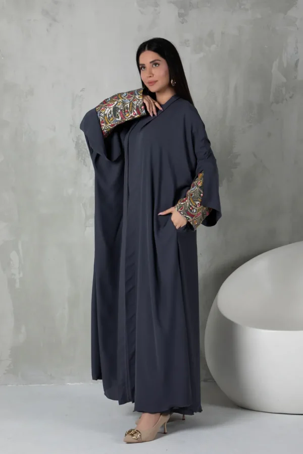 Amirah Kimono Set – Slate Gray - Image 2