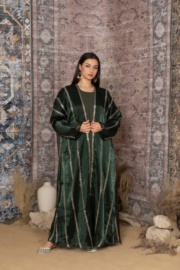 Regan Abaya Set- Hunter Green