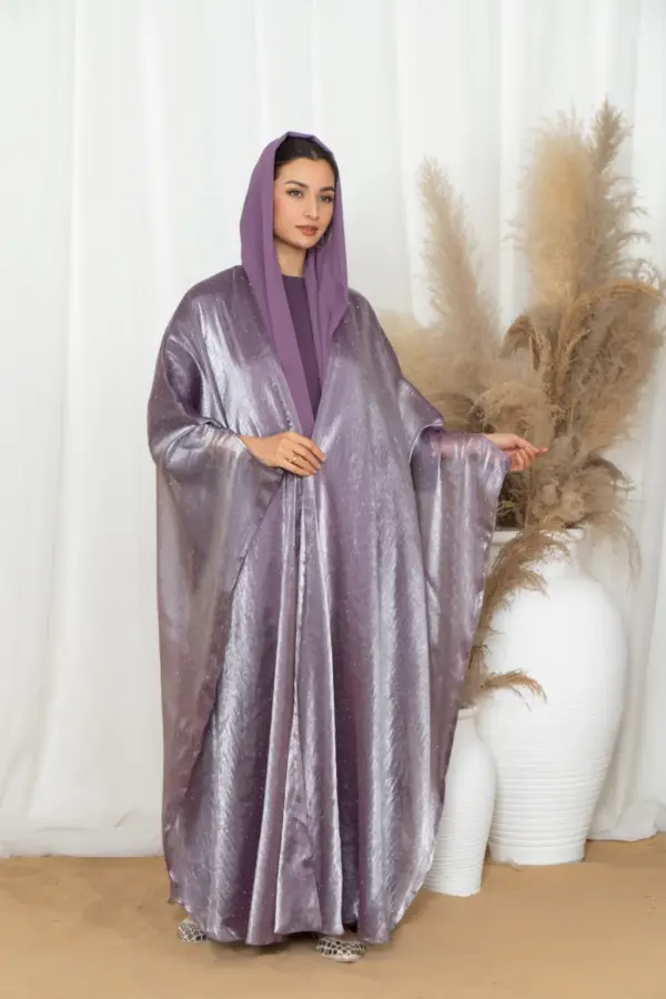 Glitzy Knot Abaya Set-Lilac - Image 2
